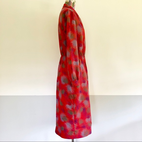 🚨VINTAGE 80s Abstract Secretary Midi Dress - Picture 2 of 5
